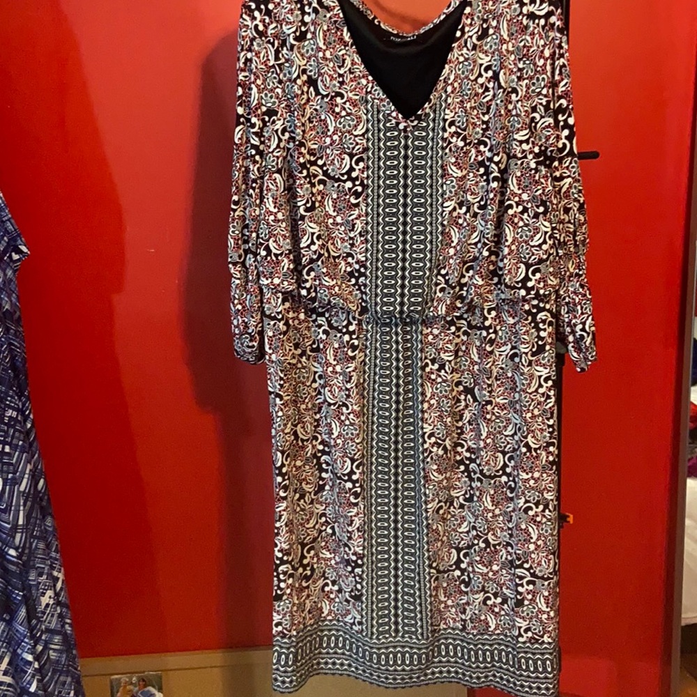 Roz & Ali red/black stretchy 2x dress